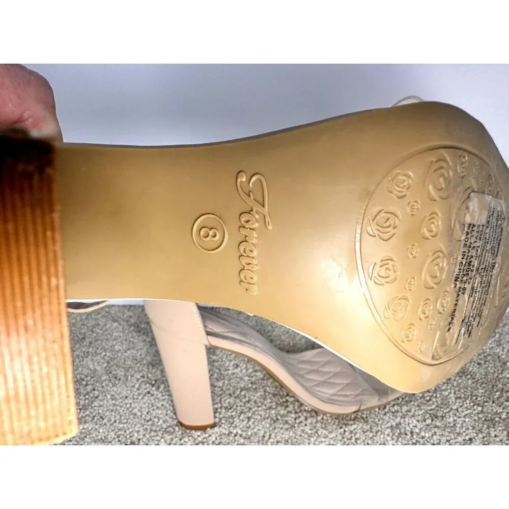 Forever Amber-07 Women’s‎ Block High Heels Dress Sandals Taupe Nub/Clear Size 8